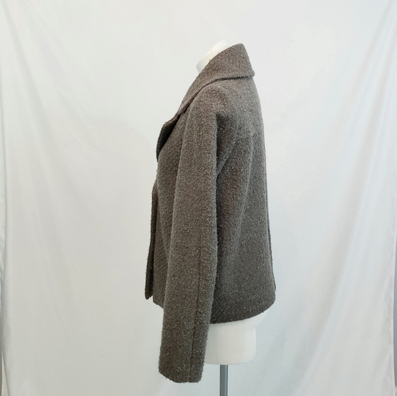 GAP Fuzzy Double Breasted Pea Coat Brown Taupe Textured Jacket - Picture 5 of 12
